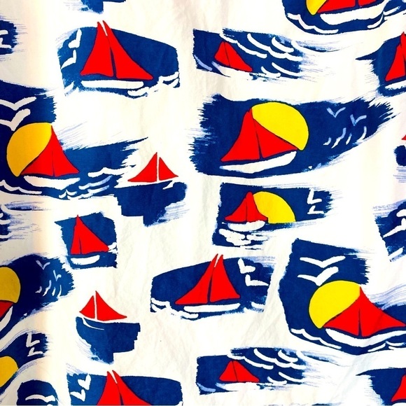 J. Crew Sailboat Cotton Button Up Short Sleeve Shirt Size M - Picture 4 of 7